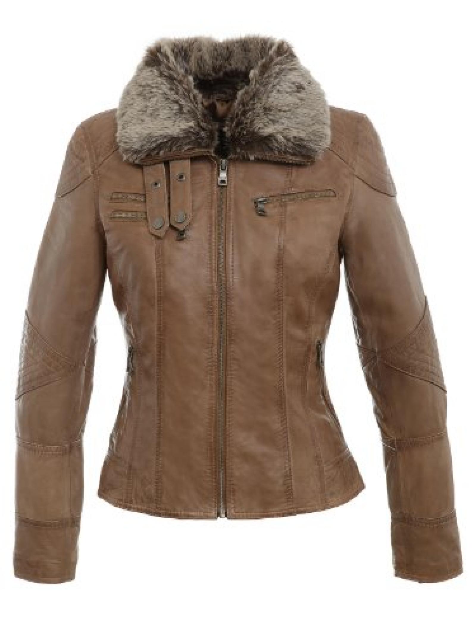 Jilani "Rebecca" Damen Lederjacke in Taupe in Gr. 36-46 